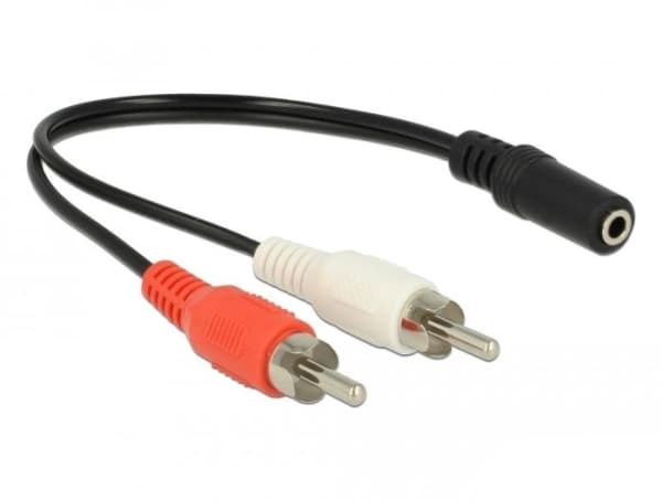 Delock - Lydkabel - RCA hann til mini-phone stereo 3.5 mm hunn - 20 cm - svart