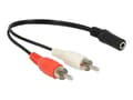 Miniatyrbilde 1 av 2: Delock - Lydkabel - RCA hann til mini-phone stereo 3.5 mm hunn - 20 cm - svart