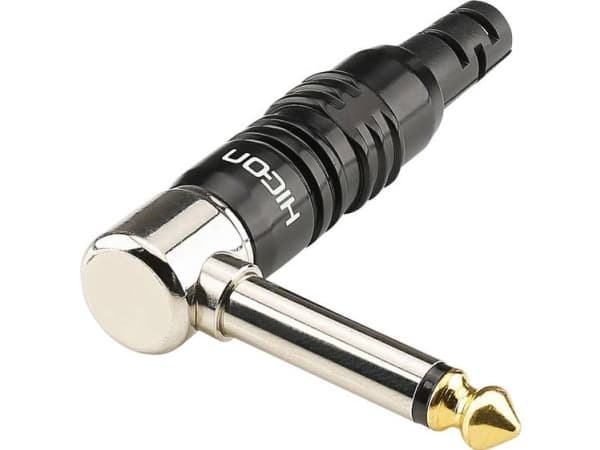 Hicon HI-J63MA07 Jack-stik 6,35 mm Stik, vinklet Poltal: 2 Mono Sort 1 stk