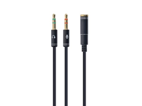 Gembird !Adapter audio stereo 3.5mm mini Jack/4PIN/, 3.5mm, Naaras, 2 x 3.5mm, Uros, 0,2 m, Musta