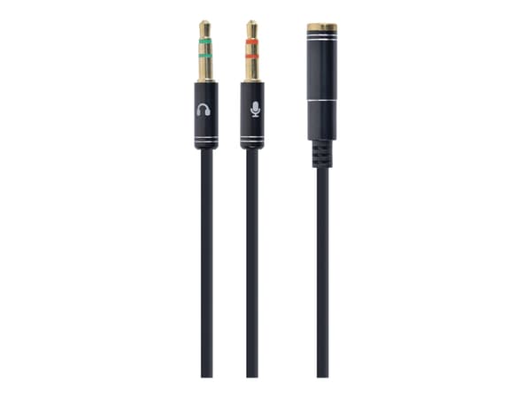 Gembird !Adapter audio stereo 3.5mm mini Jack/4PIN/, 3.5mm, Naaras, 2 x 3.5mm, Uros, 0,2 m, Musta Gembird !Adapter audio stereo 3.5mm mini Jack/4PIN/, 3.5mm, Naaras, 2 x 3.5mm, Uros, 0,2 m, Musta