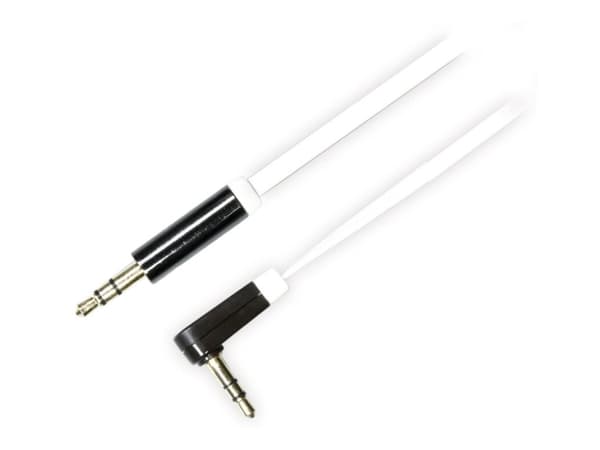 DELTACO AUD-123 - Ljudkabel - mini-phone stereo 3.5 mm hane till mini-phone stereo 3.5 mm hane - 1 m - vit - vinklad kontakt