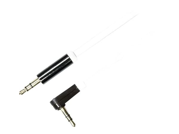 DELTACO AUD-123 - Ljudkabel - mini-phone stereo 3.5 mm hane till mini-phone stereo 3.5 mm hane - 1 m - vit - vinklad kontakt
