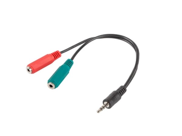 Lanberg - Hodetelefonsplitter - 4-polsminijakk hann til mini-phone stereo 3.5 mm hunn - 20 cm - svart