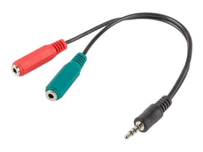 Lanberg - Hodetelefonsplitter - 4-polsminijakk hann til mini-phone stereo 3.5 mm hunn - 20 cm - svart