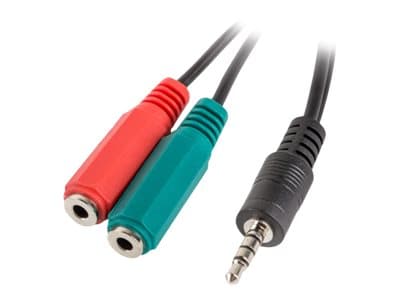 Lanberg - Hodetelefonsplitter - 4-polsminijakk hann til mini-phone stereo 3.5 mm hunn - 20 cm - svart