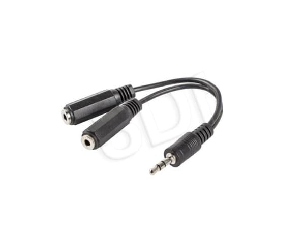 Lanberg - Headset-delare - 4-poligt minijack hane till mini-phone stereo 3.5 mm hona - 10 cm - svart