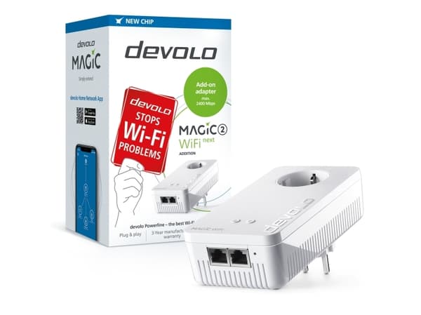 Devolo Magic 2 Wifi next Single, 1200 Mbit/s, Tyyppi F, Gigabitti Ethernet, 1000 Mbit/s, Multi User MIMO, Valkoinen