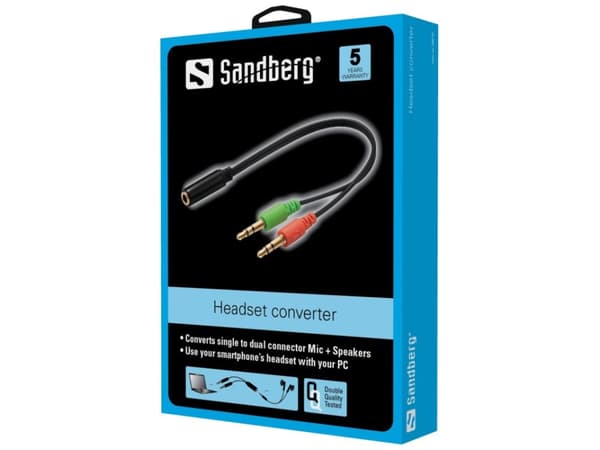 Sandberg Headset Converter - Headset-adapter - mini-phone stereo 3.5 mm hane till 4-poligt minijack hona