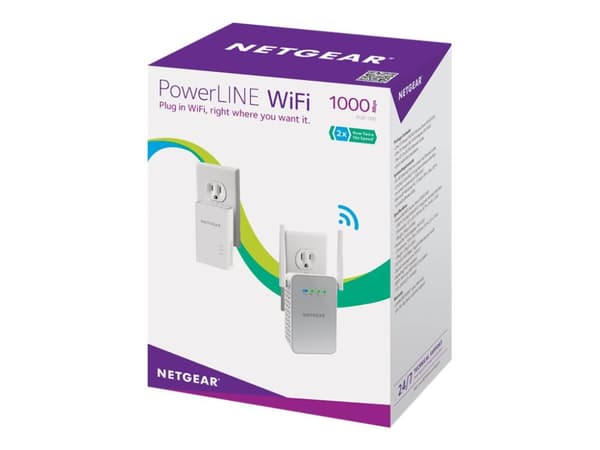 NETGEAR Powerline PLW1000 - PowerLine adaptersats 1GbE, HomePlug AV (HPAV) 2.0, IEEE 1901 Dubbelband - vägginsticksbar - med NETGEAR PowerLINE 1000 A