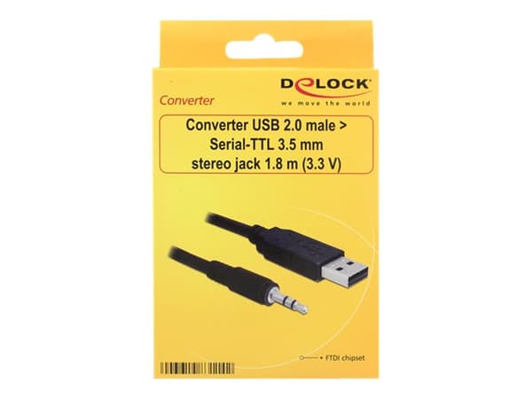 Delock Converter USB 2.0 > Serial-TTL 3.5 mm stereo jack - Seriell adapter - USB 2.0 - serie - svart