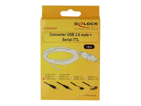 Delock Cable USB TTL male > 2.5 mm 3 pin stereo jack male 1.8 m (3.3 V) - Seriell adapter - USB - serie