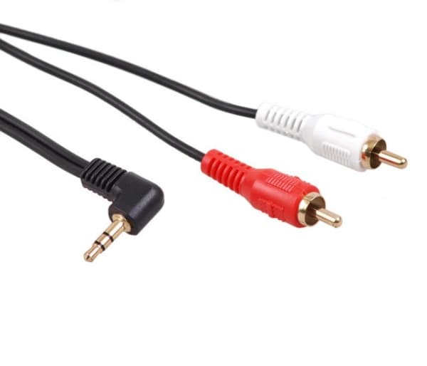 Maclean MCTV-824 - Ljudkabel - sammansatt ljud - mini-phone stereo 3.5 mm hane vinklad till RCA hane - 1 m - skärmad - svart