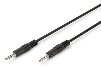 ASSMANN - Lydkabel - mini-phone stereo 3.5 mm hann til mini-phone stereo 3.5 mm hann - 2.5 m - skjermet - svart - formstøpt