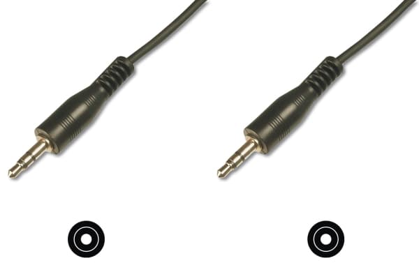 ASSMANN - Lydkabel - mini-phone stereo 3.5 mm hann til mini-phone stereo 3.5 mm hann - 2.5 m - skjermet - svart - formstøpt