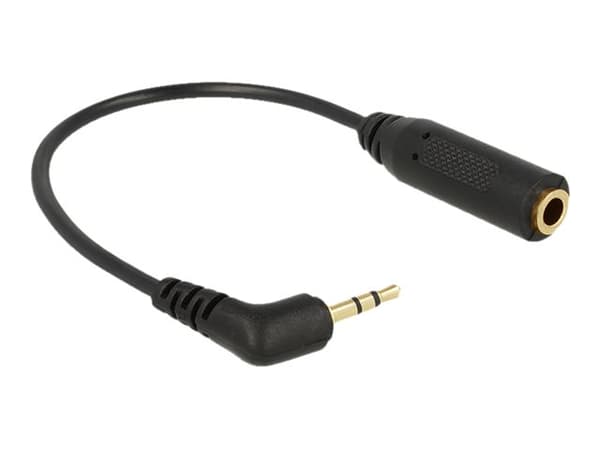 Delock - Hodetelefonadapter - 4-polet miniplugg hunn til stereo mikroplugg hann vinklet - 17 cm - svart