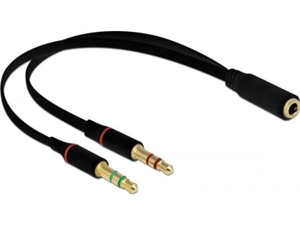 Delock - Headset-adapter - 4-poligt minijack hona till mini-phone stereo 3.5 mm hane - 20 cm - svart