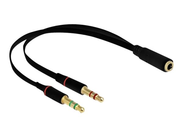 Delock - Headset-adapter - 4-poligt minijack hona till mini-phone stereo 3.5 mm hane - 20 cm - svart