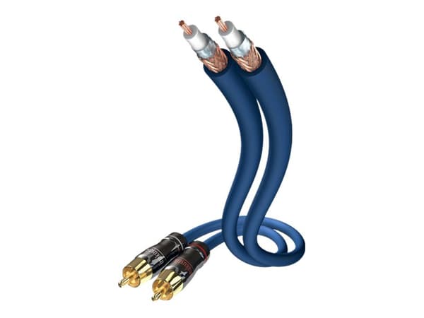 in-akustik Premium Audio - Lydkabel - RCA x 2 hann til RCA x 2 hann - 3 m - dobbeltisolert - blå, sølv