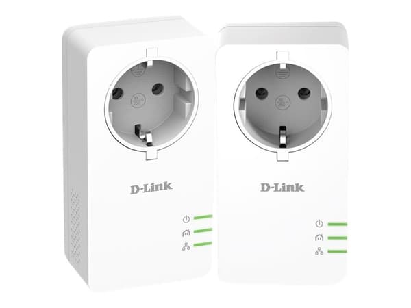 D-Link PowerLine AV2 1000 HD Gigabit Passthrough Kit DHP-P601AV - Strømlinjeadaptersett 1GbE, HomePlug AV (HPAV) 2.0, IEEE 1901 - veggpluggbar