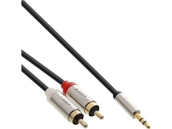 InLine 5.0m 3.5mm - 3.5mm, 3.5mm, 3.5mm, Hanstik, 2 x RCA, Hanstik, 5 m, Svart