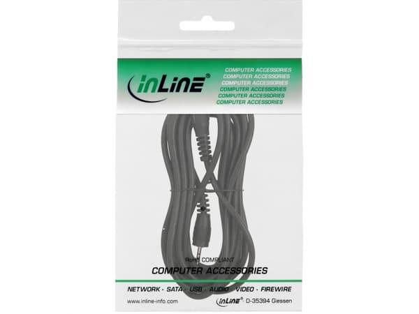 InLine 99936G, 2,5 mm, Manlig kontakt, 2,5 mm, Manlig kontakt, 5 m, Svart