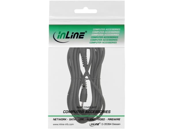 InLine 99936G, 2,5 mm, Manlig kontakt, 2,5 mm, Manlig kontakt, 5 m, Svart