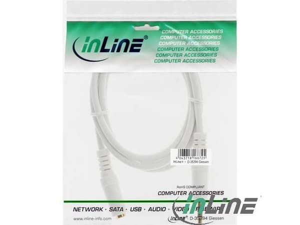InLine 99934W, 3,5 mm, manlig kontakt, 3,5 mm, kvinnlig kontakt, 1 m, vit