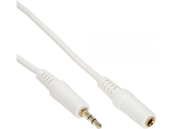 InLine 99934W, 3,5 mm, manlig kontakt, 3,5 mm, kvinnlig kontakt, 1 m, vit