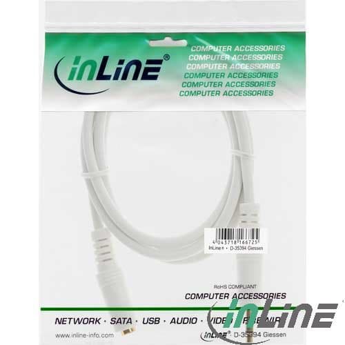 InLine 99934W, 3,5 mm, manlig kontakt, 3,5 mm, kvinnlig kontakt, 1 m, vit