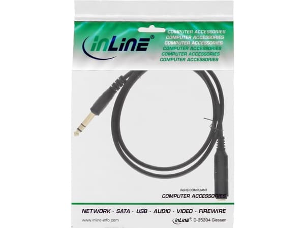 InLine 99972, 6.35mm, Hankjønn, 6.35mm, Hankjønn, 2 m, Sort