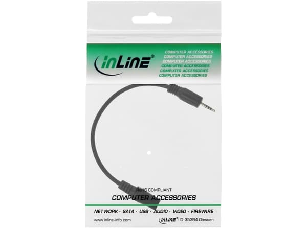 InLine 99308B, 2.5mm, Manlig kontakt, 3.5mm, Kvinnlig kontakt, 0,2 m, Svart