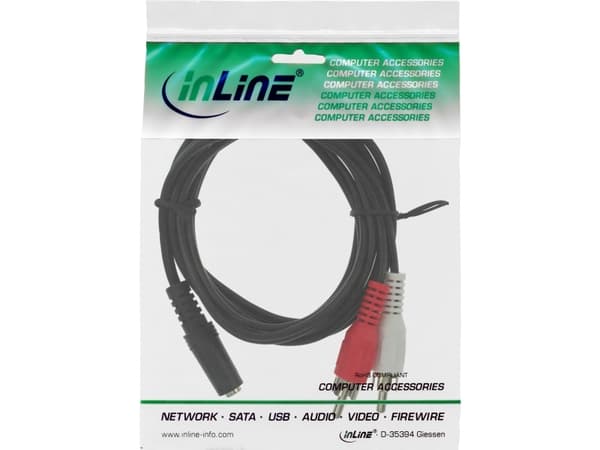 InLine 89940C, 2 x RCA, Hankjønn, 3.5mm, Hunkjønn, 2 m, Sort