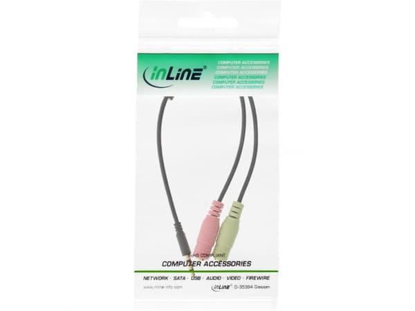 InLine 99302J, 2 x 3.5mm, Hunkjønn, 3.5mm, Hankjønn, 1 m, Sort