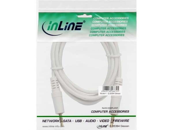InLine 99941W, 3.5mm, Hankjønn, 3.5mm, Hankjønn, 1 m, Hvit