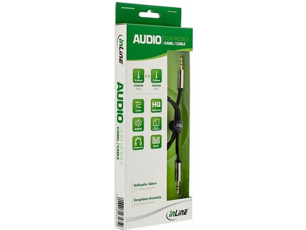 InLine 99211I, 3.5mm, Uros, 3.5mm, Uros, 1 m, Musta