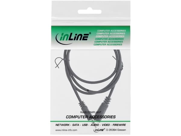 InLine 99934A, 3,5 mm, manlig kontakt, 3,5 mm, kvinnlig kontakt, 1,5 m, svart