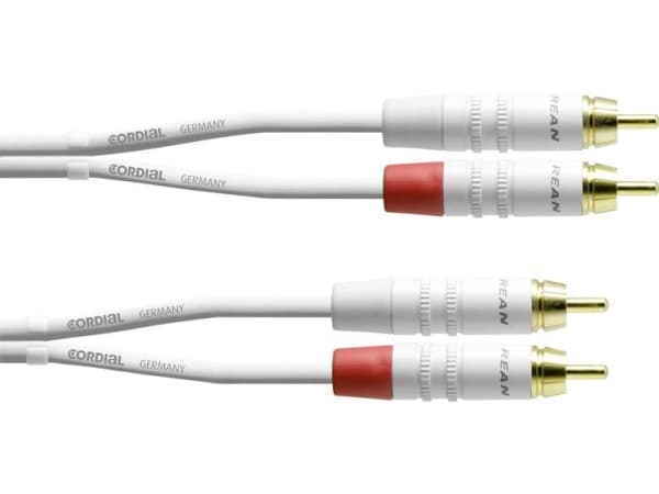 Cordial CFU 1.5 CC-SNOW, 2 x RCA, Hanstik, 2 x RCA, Hanstik, 1,5 m, valkoinen