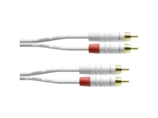 Cordial CFU 1.5 CC-SNOW, 2 x RCA, Hanstik, 2 x RCA, Hanstik, 1,5 m, valkoinen