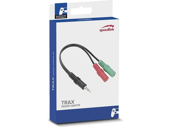 SPEEDLINK TRAX - Headsetadapter - minitelefonstereo 3,5 mm hunn til 4-pinners miniplugg hann - 23 cm - for Sony DualShock 4, 4 v2
