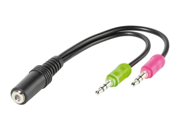 Vivanco Headset Adapter, 2 x 3.5mm, Hankjønn, 3.5mm, Hunkjønn, 0,1 m, Svart