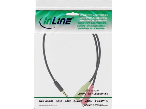 InLine 99302K, 3.5mm, Hankjønn, 2 x 3.5mm, Hunkjønn, 2 m, Sort