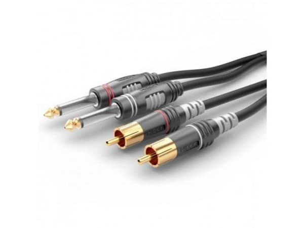 Sommer Cable HBA-62C2-0600 Jack / Phono Audio Tilslutningskabel [2x Jackstik 6.3 mm (mono) - 2x Cinch-stik] 6.00 m Sort