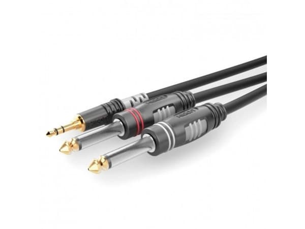 Sommer Cable HBA-3S62-0300 Jack Audio Tilslutningskabel [1x Jackstik 3,5 mm - 2x Jackstik 6.3 mm (mono)] 3.00 m Sort