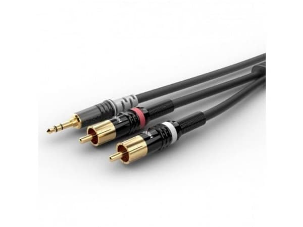 Sommer Cable HBP-3SC2-0600 Audio Tilslutningskabel [1x Jackstik 3,5 mm - 2x Cinch-stik] 6.00 m Sort