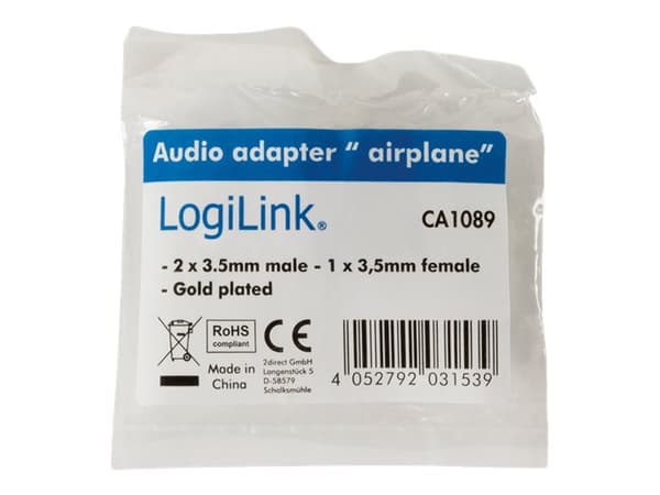 LogiLink - Fly-audioadapter - mono-ministik (han) til mini-telefonstereo 3,5 mm (hun)
