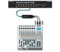 Miniatyrbild 3 av 5: Monacor ADP-DAI-2X0, 2 x XLR (3-pin), Hankontakt, RJ-45, Honkontakt, Svart