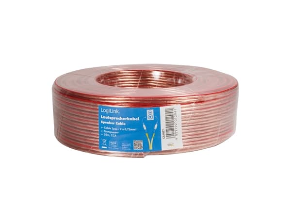 LogiLink CA1077, Kobberkledd aluminium (CCA), 50 m, Gjennomsiktig