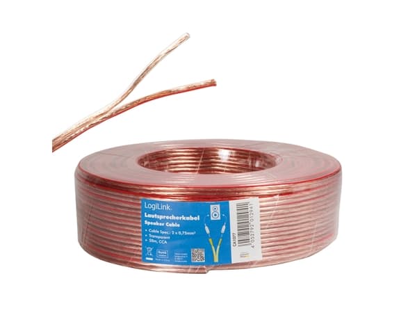 LogiLink CA1077, Kobberkledd aluminium (CCA), 50 m, Gjennomsiktig