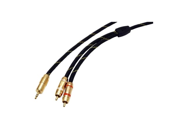 ROLINE 11.09.4279, 3,5 mm, Hanstik, 2 x RCA, Hanstik, 10 m, musta, kultainen
